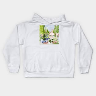 Gardeners, watercolor painting Kids Hoodie